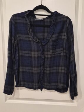 Abercrombie & Fitch Navy and Forest Green Plaid Shirt